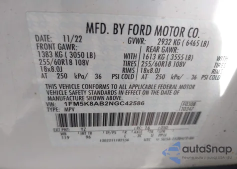 2022 Ford Police Interceptor from USA, damaged, VIN 1FM5K8AB2NGC42586